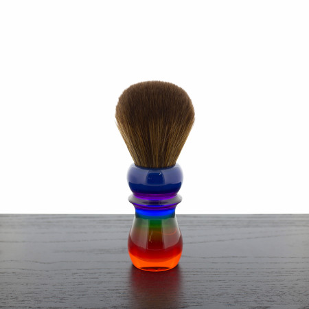 Yaqi Brown Synthetic Shaving Brush, Rainbow Handle